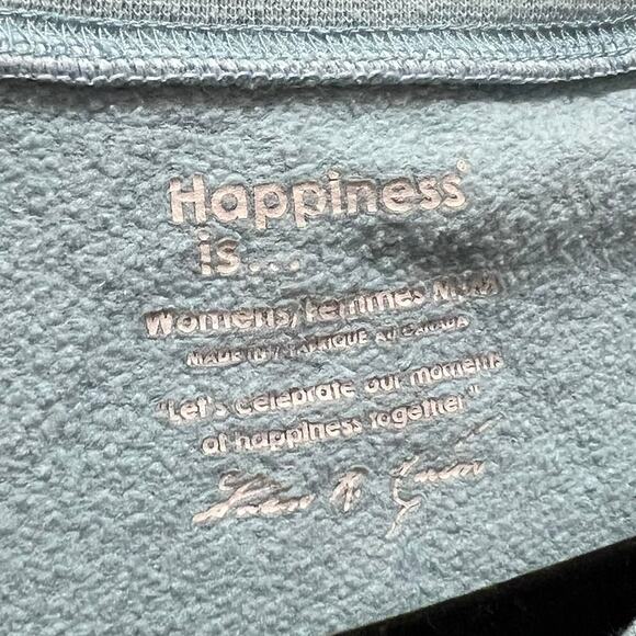 Happiness Is... the Beach Teal Blue Crew Neck Pullover Sweatshirt Size Medium - Picture 4 of 6